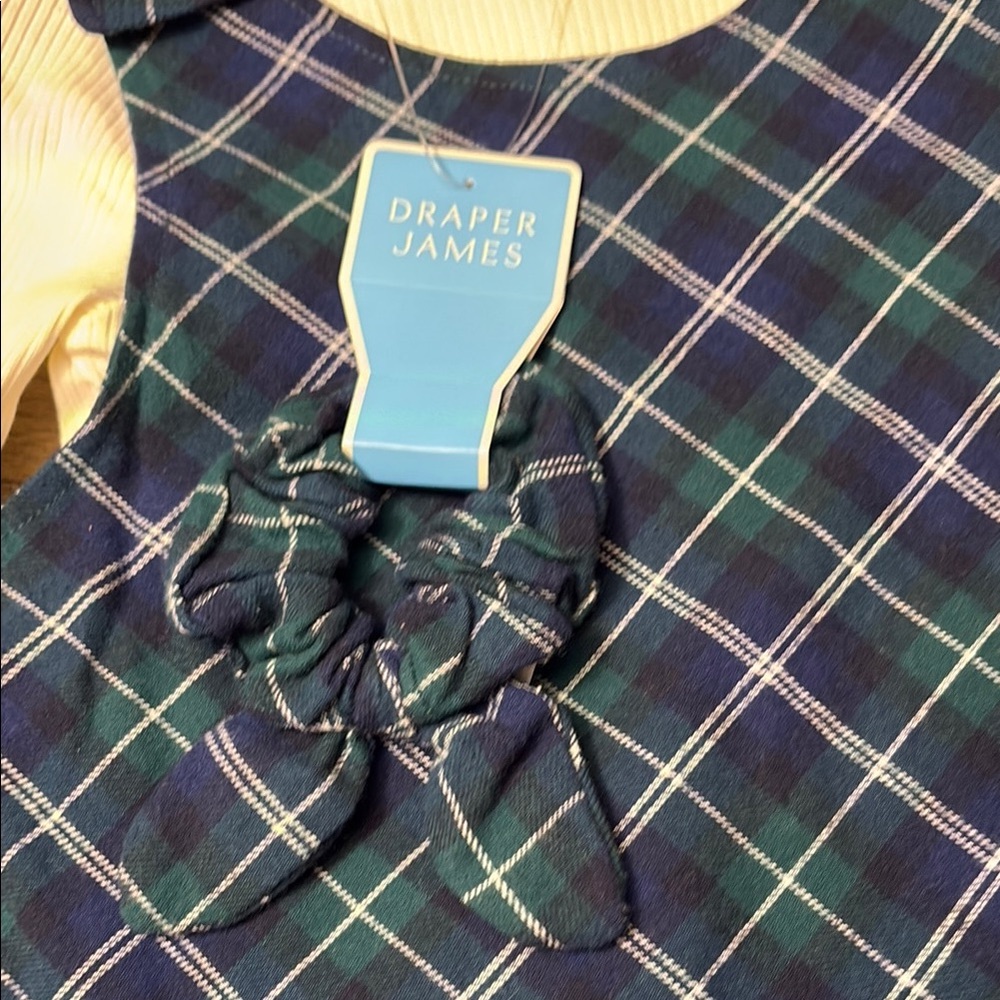 Plaid Jumper Dress with Cream Top - Picture 3 of 5